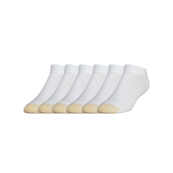 Men's Gold Toe 2247P Cushioned Sport Low Cut Socks - 6 Pack (White O/S)