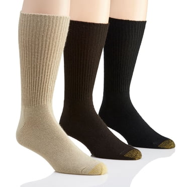 GOLDTOE Men's Fluffies Casual Crew Socks - 3 Pair Pack Mid Calf Solid