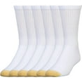 thumbnail image 1 of Gold Toe Men's Socks Crew Athletic 6-Pack Breathable Soft Cotton Blend Slightly Irregular White 12-16, 1 of 2