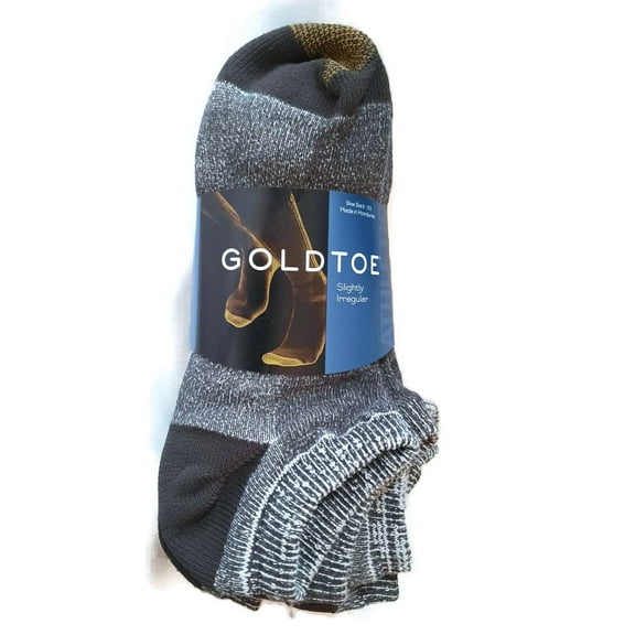 Gold Toe Men's Socks No Show 6-Pack Liner Breathable Soft Cotton Blend Slightly Irregular Brown Heather