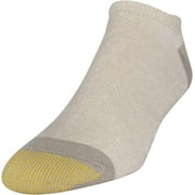 Gold Toe Men's Socks No Show 6-Pack Liner Breathable Soft Cotton Blend Slightly Irregular Khaki Heather