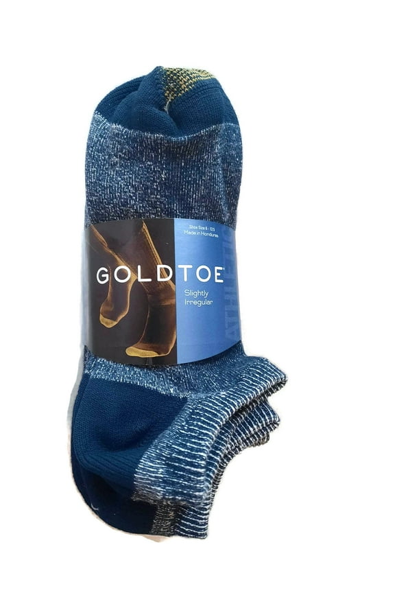 Gold Toe Men's Socks No Show 6-Pack Liner Breathable Soft Cotton Blend Slightly Irregular New Navy Heather