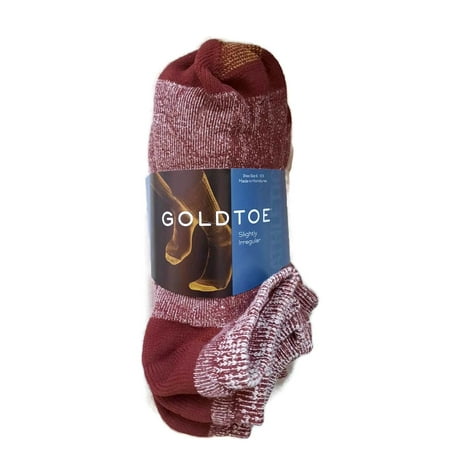 Gold Toe Men's Socks No Show 6-Pack Liner Breathable Soft Cotton Blend Slightly Irregular Red Heather
