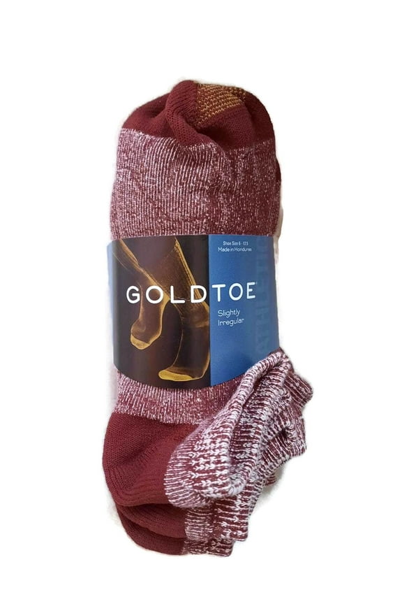 Gold Toe Men's Socks No Show 6-Pack Liner Breathable Soft Cotton Blend Slightly Irregular Red Heather