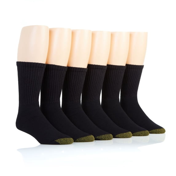 Men's GOLDTOE® 6-Pack Athletic Short Crew Socks Color: Black Size: 6-12