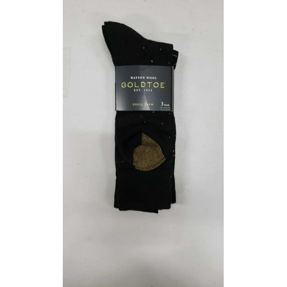 Gold Toe Men's Crew Watson Wool Socks (Black/Gold, 6-12.5)