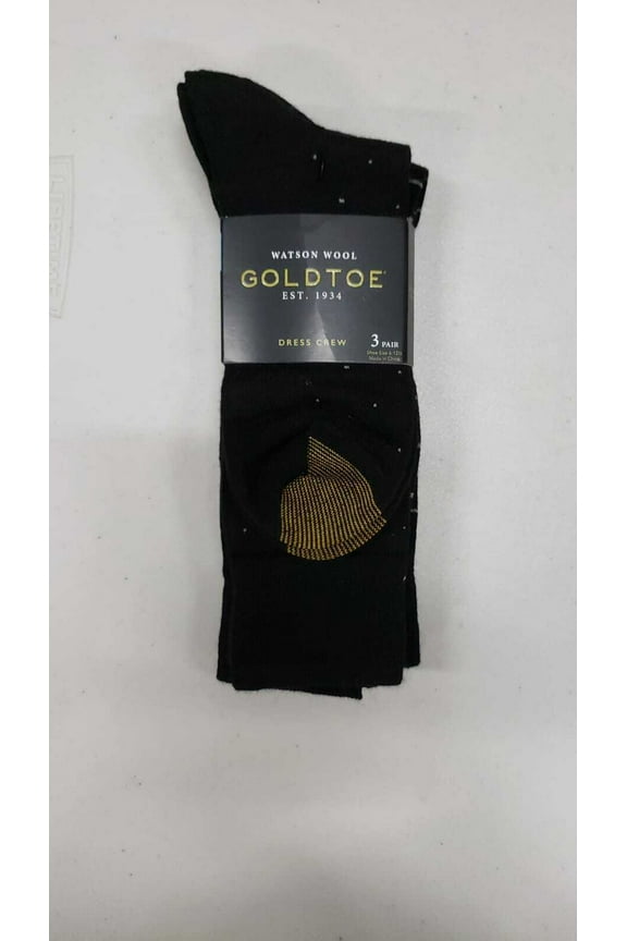 Gold Toe Men's Crew Watson Wool Socks (Black/Gold, 6-12.5)