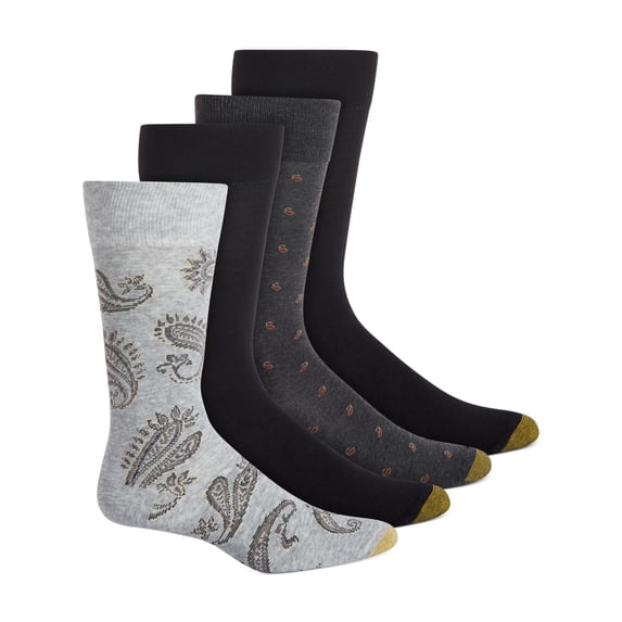 Gold Toe Men's 4 Pack Paisley Crew Socks Gray Size 6-12
