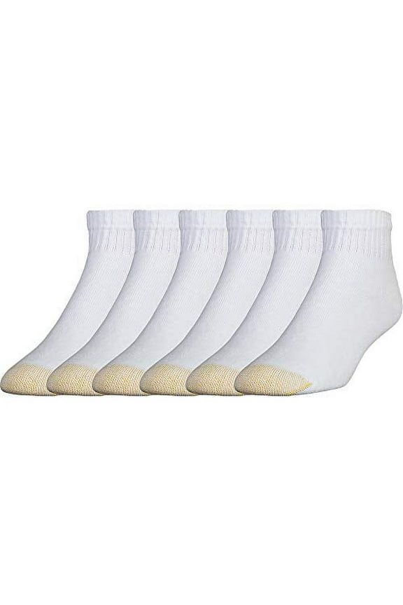Gold Toe Mens 656p Cotton Quarter Athletic Socks, Multipairs, White (6-Pairs), X-Large