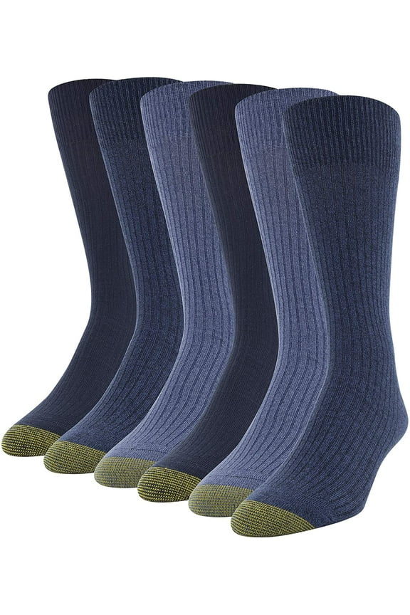 Gold Toe Mens Stanton Crew Socks, 6 Pairs