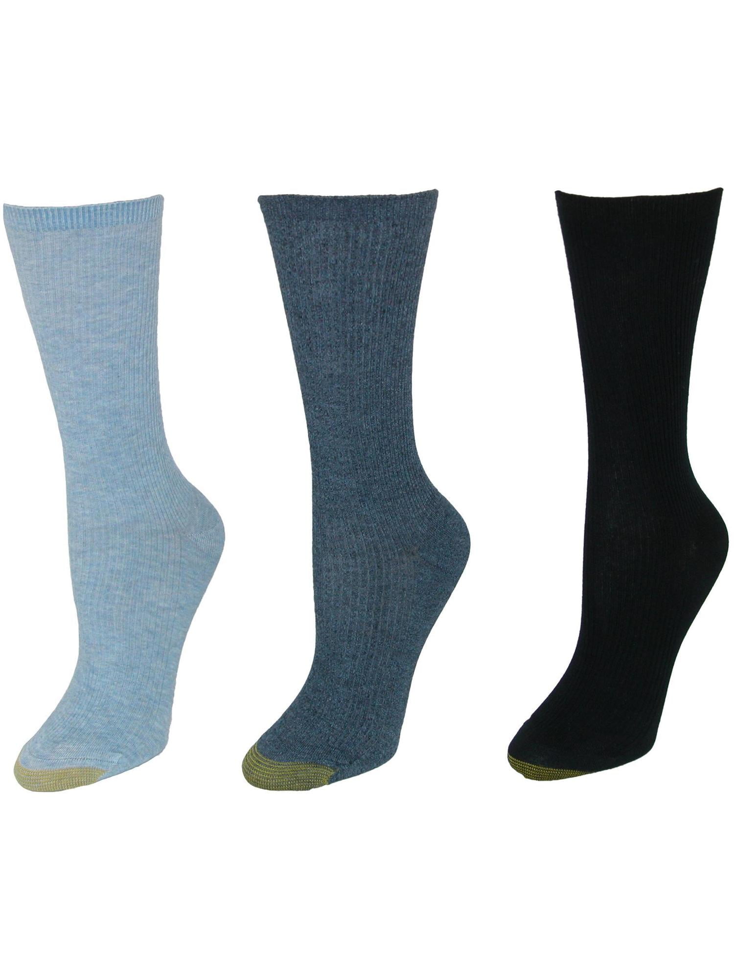 Gold Toe Non Binding Ribbed Crew Socks (3 Pair Pack) (Women)