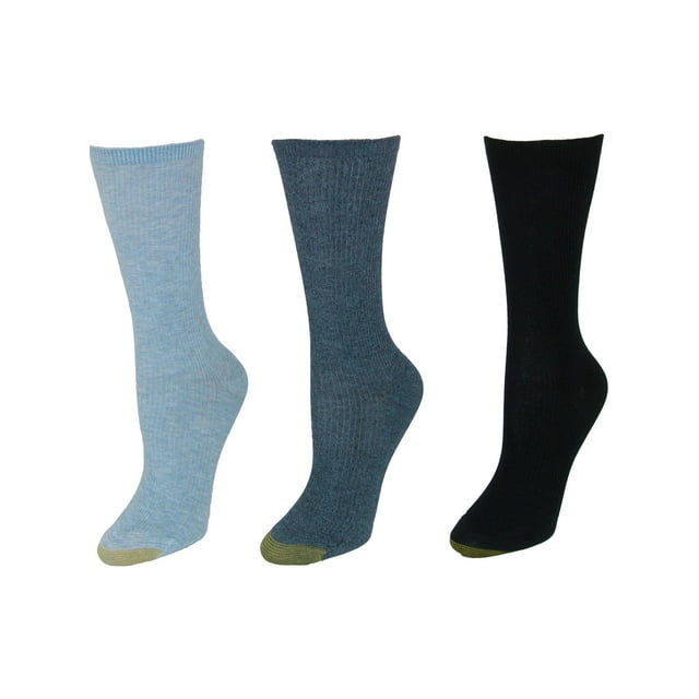 Gold Toe Non Binding Ribbed Crew Socks (3 Pair Pack) (Women)