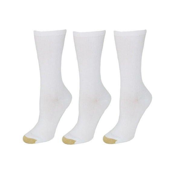 Gold Toe  Non Binding Ribbed Crew Socks (3 Pair Pack) (Women)