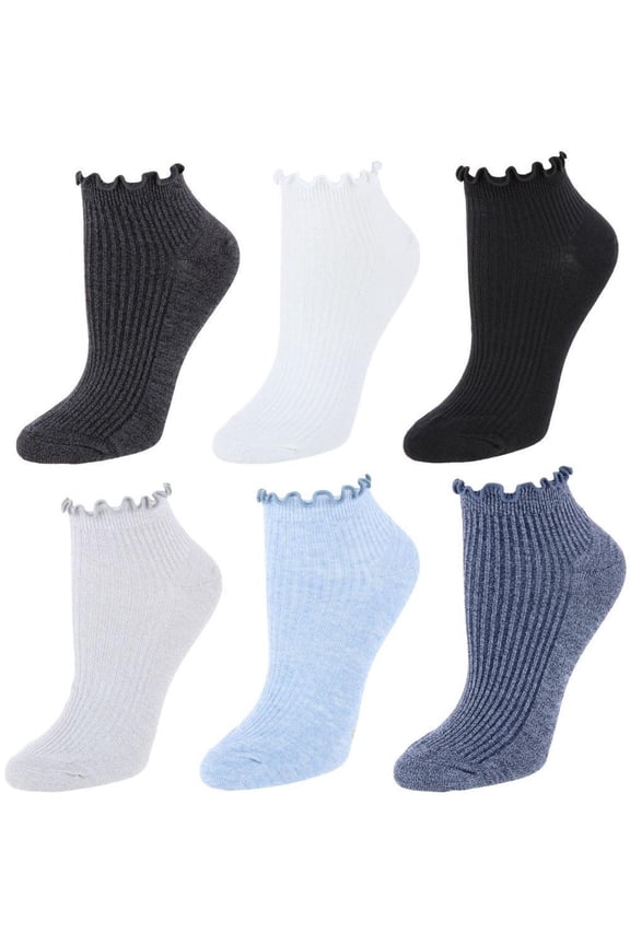 Gold Toe  Rib Lettuce Edge Quarter Socks (6 Pack) (Women)