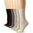 thumbnail image 1 of Gold Toe Women's Casual Ribbed Crew Socks, 6 Pairs, Brown Mix, Shoe Size: 6-9, 1 of 3