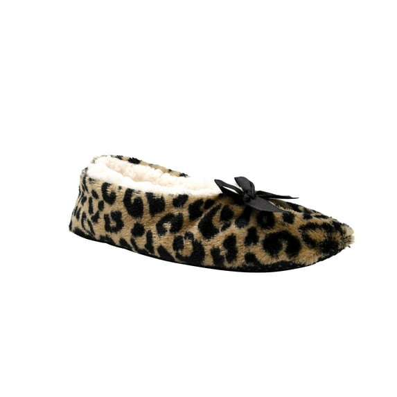 Gold Toe Women's Cozy Animal Print Slipper Socks with Sherpa Lining Slip On Comfy House Shoes