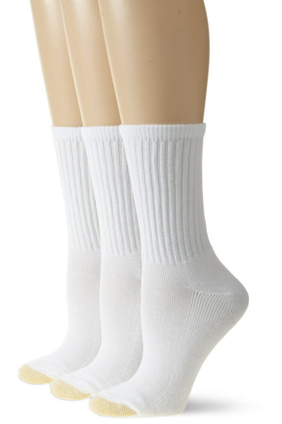 Gold Toe Women's Hydro Teck Crew Socks, 3-Pairs, White, Large