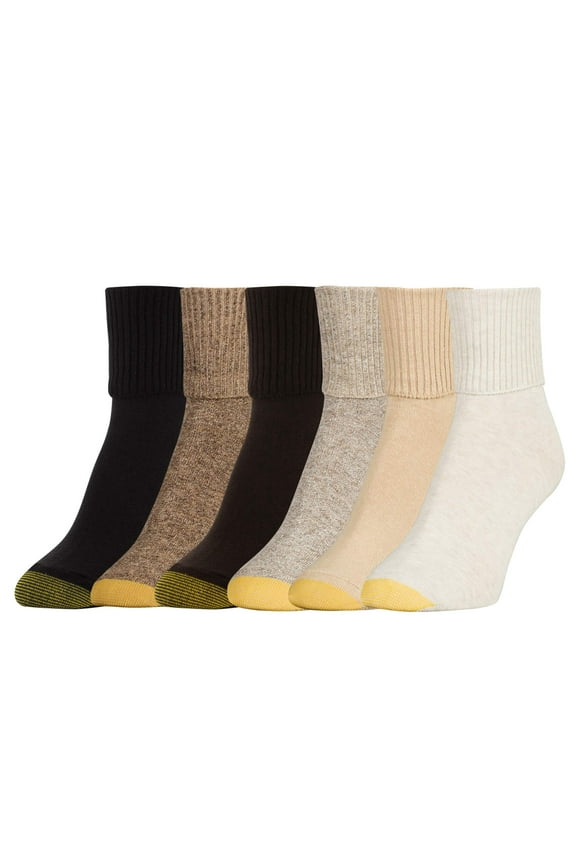Gold Toe Women's Turn Cuff Socks, 6 Pairs