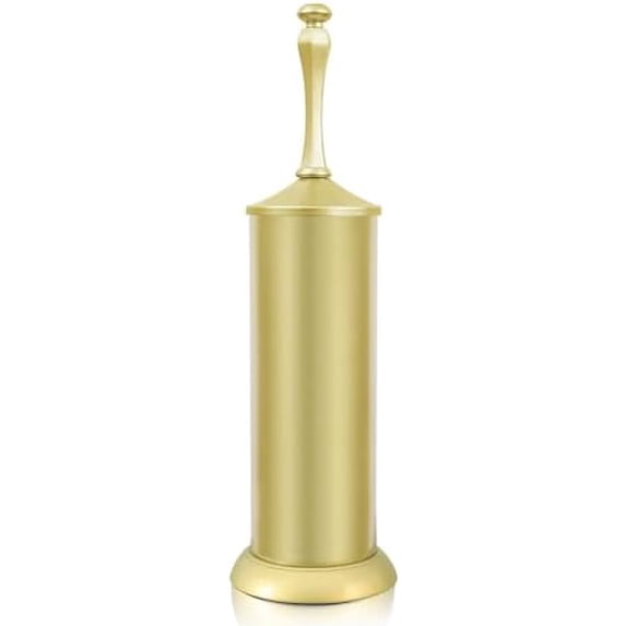 Gold Toilet Brush and Holder,Extra Long Handled Toilet Brush for Bathroom,Stainless Steel Heavy Duty Toilet Bowl Brush,Deep Cleaning Modern Toilet Cleaner Brush -Space Saving, Covered Brush, Durable