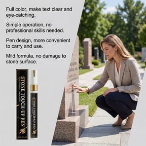 Gold Tombstone Marker Pen 3ml, Grave Inscription Restoration Pen for Faded Headstone Lettering, Weather Resistant Memorial Repair Tool