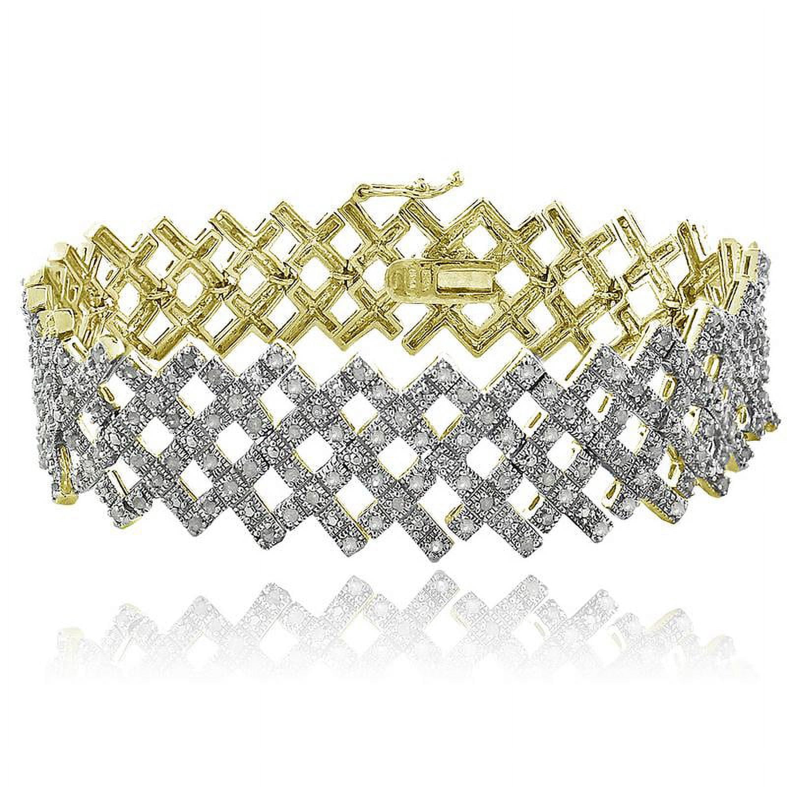 Gold Tone 2 Ct Diamond Criss-Cross Bracelet