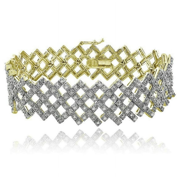 Gold Tone 2 Ct Diamond Criss-Cross Bracelet