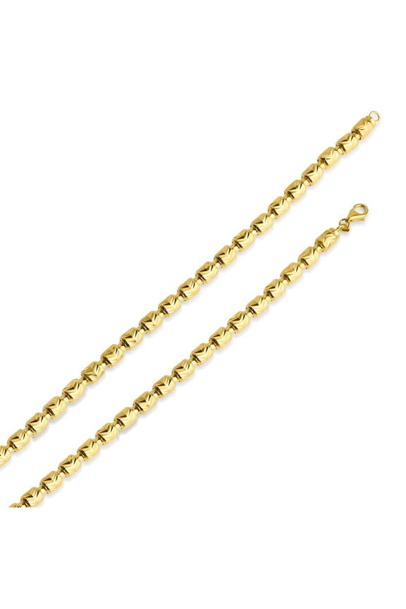 Gold Plated 925 Sterling Silver Diamond-Cut Barrel Arrow Chain 6mm Italy 22" Jewelry Female Unisex