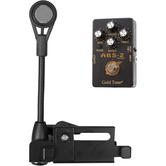 Gold Tone ABS-D Banjo-Resonator Guitar Mic Dynamic - Gooseneck Microphone with Adjustable Bracket - Includes Pre-amp