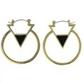 thumbnail image 1 of Gold-Tone & Black Colored Metal Hoop-Earrings #MQE064, 1 of 2