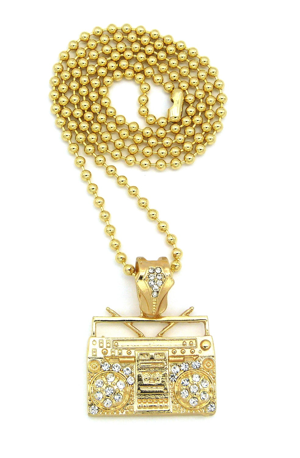 Gold Tone Boombox Pendant 3mm 27 Ball Chain Necklace Bxz90g