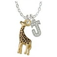 thumbnail image 1 of Gold Tone Brown Giraffe - J - Crystal Initial Sophia Necklace, 18"+1", 1 of 2