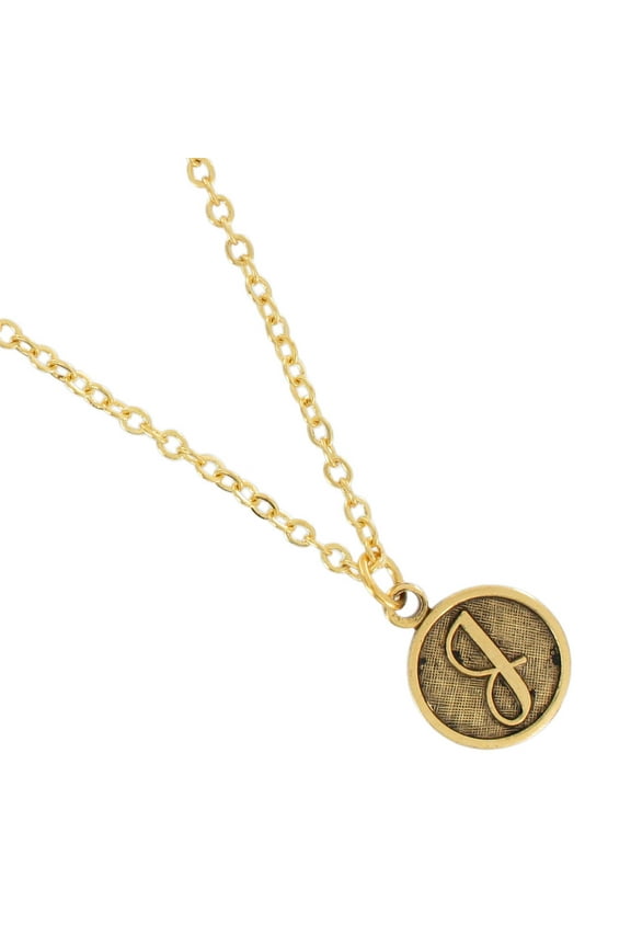 Gold Tone Chain Cursive Initial Letter J Charm Pendant Necklace Ladies Adult Female Women