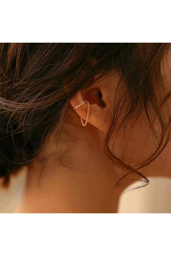 Gold Tone Clip On Tassel Earrings Elegant Non Piercing Ear Chain Jewelry for Women Perfect for Daily and Party Wear 1pc