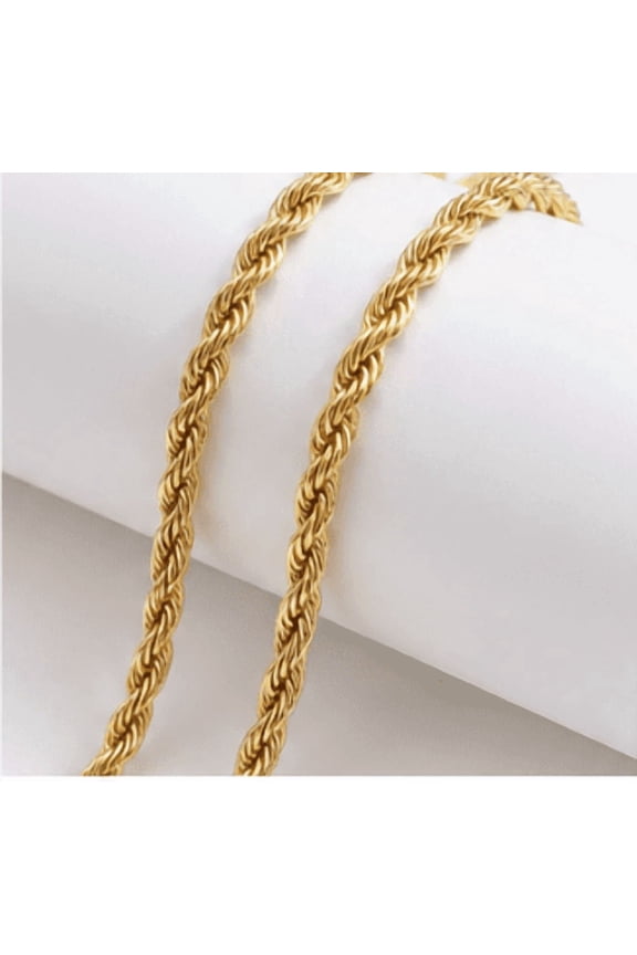 Gold Tone Copper Rope Chain Necklace for Women Men, 2mm Thin Twisted Chain Necklace, 50cm / 20 Inch Lightweight Minimalist Jewelry for Daily Wear, Layering and Gift