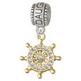 thumbnail image 1 of Gold Tone Crystal Ship Wheel - Daughter Charm Bead, 1 of 1