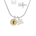 thumbnail image 1 of Gold Tone Disc 1/2'' Initial - t - - M Initial Charm Necklace and Stud Earrings Jewelry Set, 1 of 1