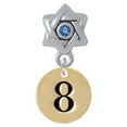 thumbnail image 1 of Gold Tone Disc 1/2'' Number - 8 - Star of David with Blue Crystal Charm Bead, 1 of 1