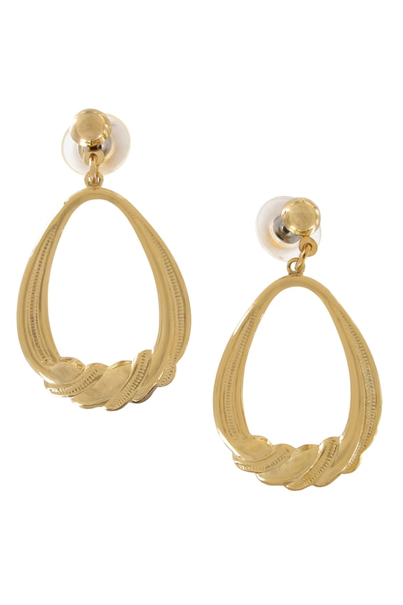 Gold Tone Doorknocker Dangle Pierced Earrings 1 7/8" Ladies Adult Female Women