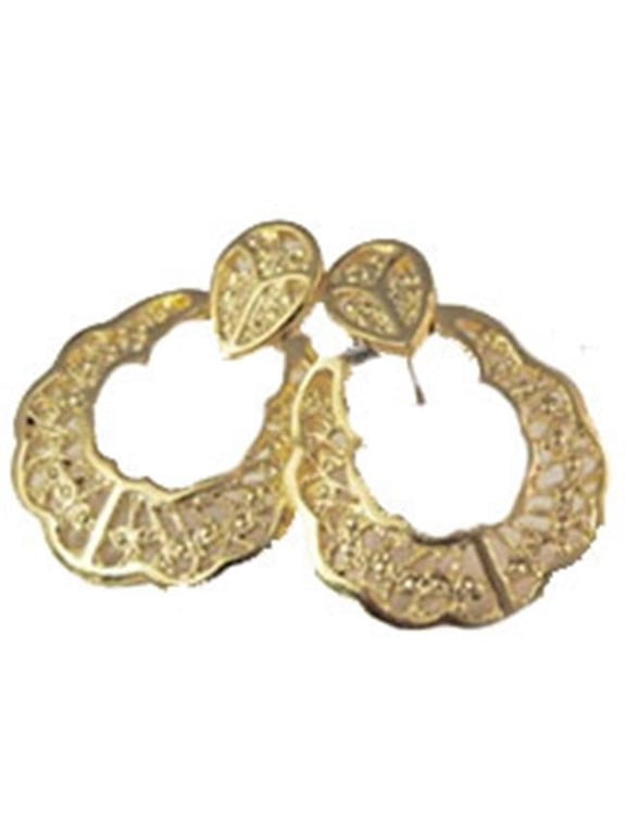 Gold Tone Doorknocker Hoop Earrings