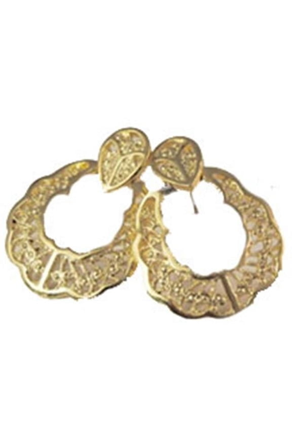 Gold Tone Doorknocker Hoop Earrings
