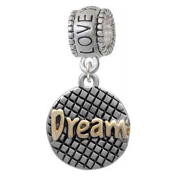 Gold Tone ''Dream'' on Hatched Disc - Love You More Charm Bead