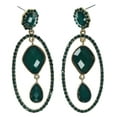 thumbnail image 1 of Gold-Tone Emerald Green Colored Drop Dangle Earrings TME426, 1 of 1