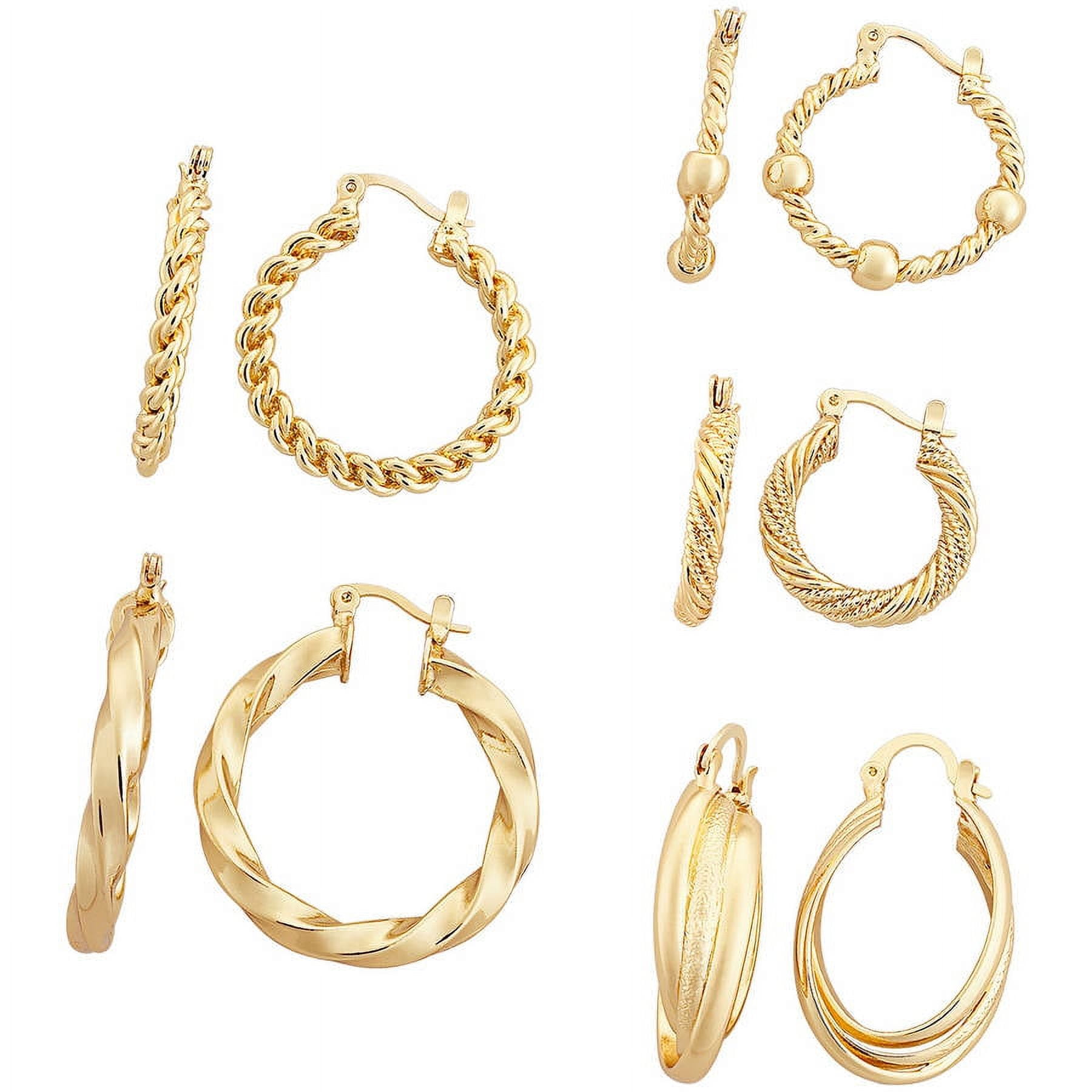 14k Rose Gold Diamond Fancy Hoop Earrings - Diamonds by Monet