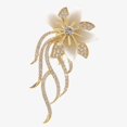 thumbnail image 1 of Gold Tone Floral Brooch with Crystal Rhinestones and Pearl Petals - One Size Fits Most, Gold, 1 of 6