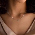thumbnail image 1 of Gold Tone Four Leaf Clover Necklace Gift for Women - Minimalist Lucky Pendant Chain Collarbone Jewelry with Crystal Accent, 1 of 2