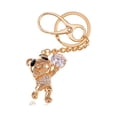 thumbnail image 1 of Gold Tone Happy Singing Panda Teddy Bear Crystal Rhinestone Keychain, 1 of 4