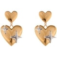 thumbnail image 1 of Gold Tone Heart Dangle Earrings with Silver Star Accents - Gold, 1 of 4