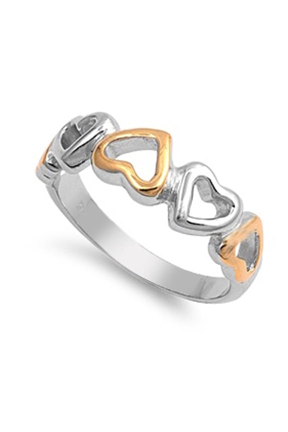 Gold-Tone Heart Purity Promise Love Ring 925 Sterling Silver Band Jewelry Female Male Unisex Size 9