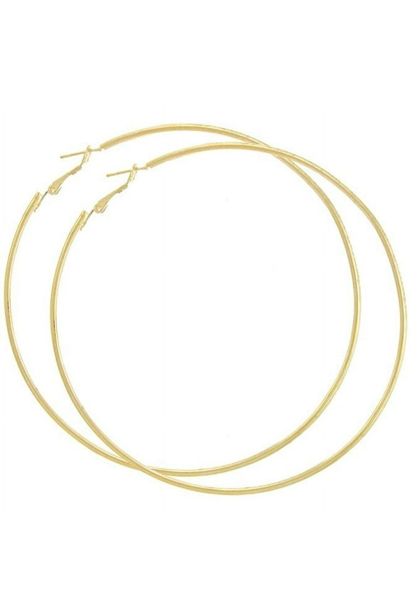 Gold Tone Hoop Earrings 3 inch Hoop Earrings Thin Hoops