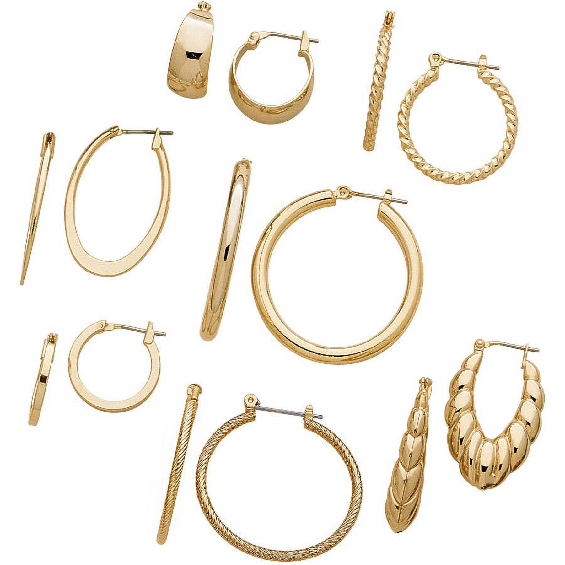 Gold-Tone Hoop Earrings, 7 Pairs